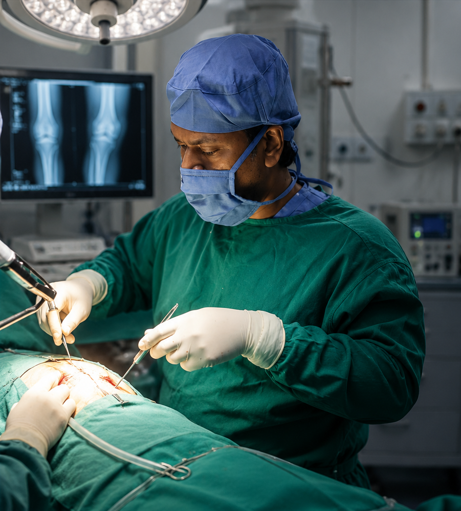 Dr. M. Kishore Kumar performing surgery